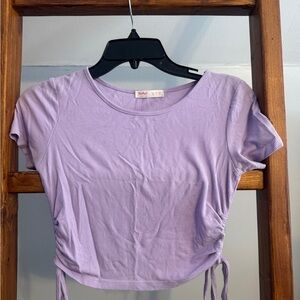 ROMWE Lavender Ribbed Crop Top